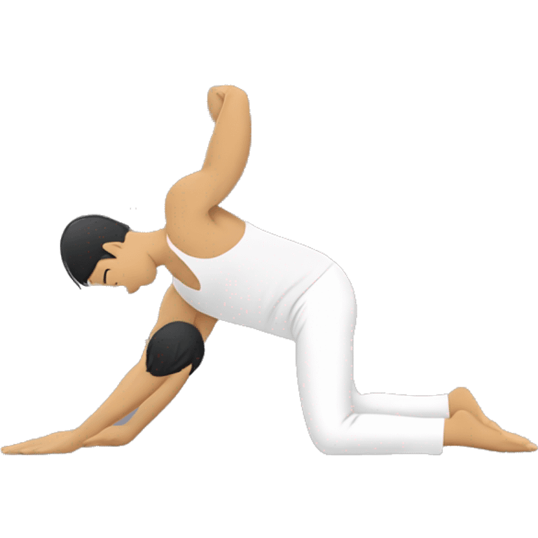 downward dog yoga asian man emoji