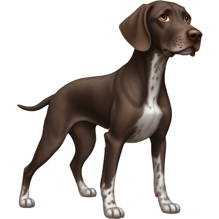 Brown German short haired pointer  with ticking emoji