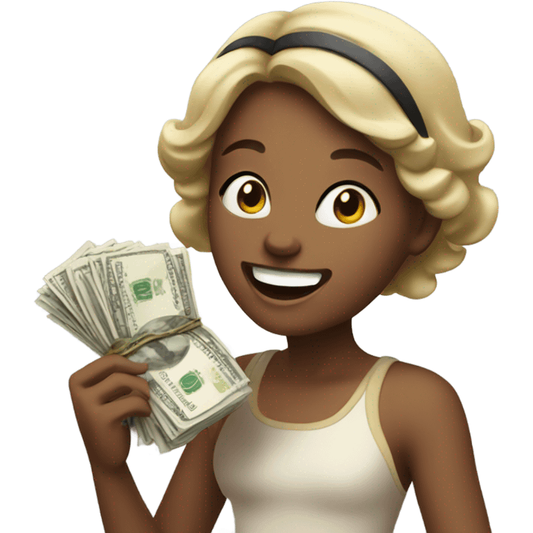 Girl winning money emoji