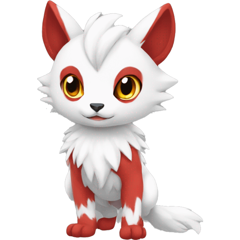 Cute cool white red animal hybrid Fakemon full body emoji