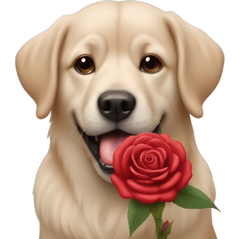 Dog with a rose In the mouth  emoji