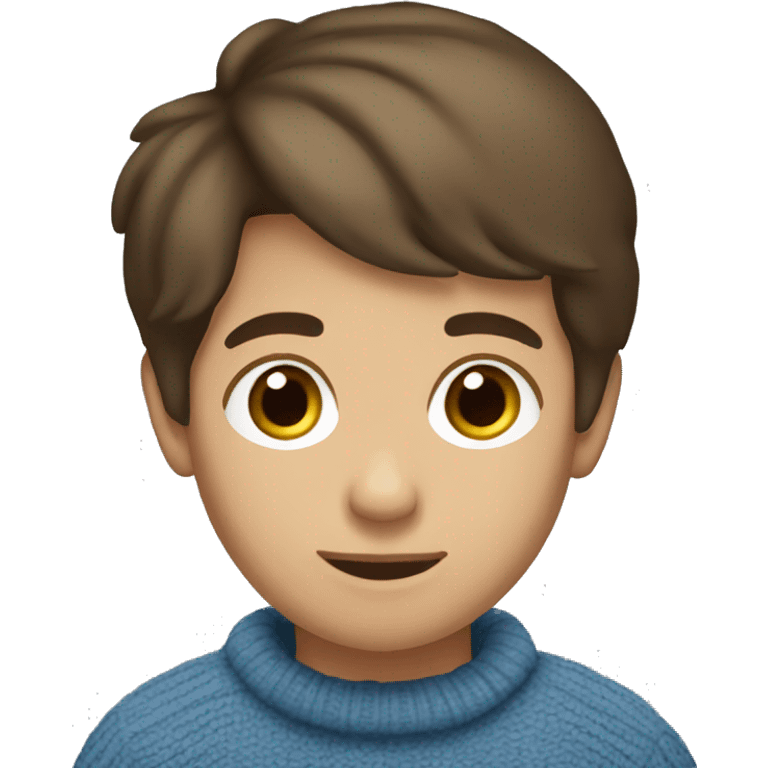 winter, christmas, hispanic, short brown hair, boy, brown eyes, child, full body, blue sweater emoji