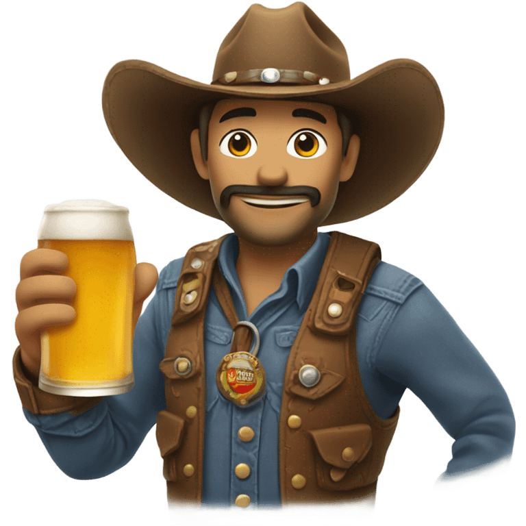 Cowboy with beer emoji