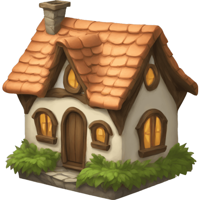 elf house with rolled roof emoji