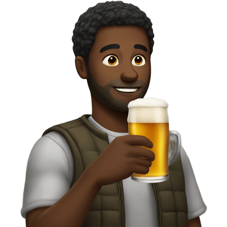 Black guy drinking beer emoji