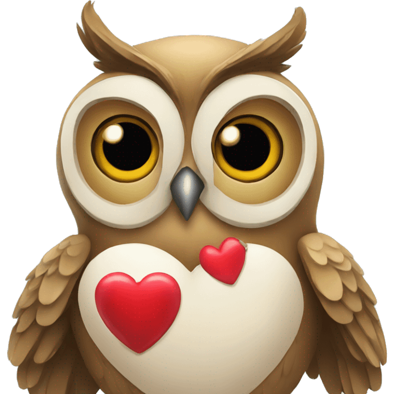 Owl holding heart emoji