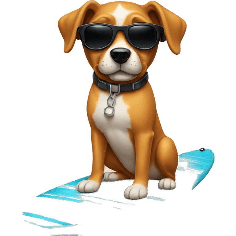 surfing dog with sunglasses emoji