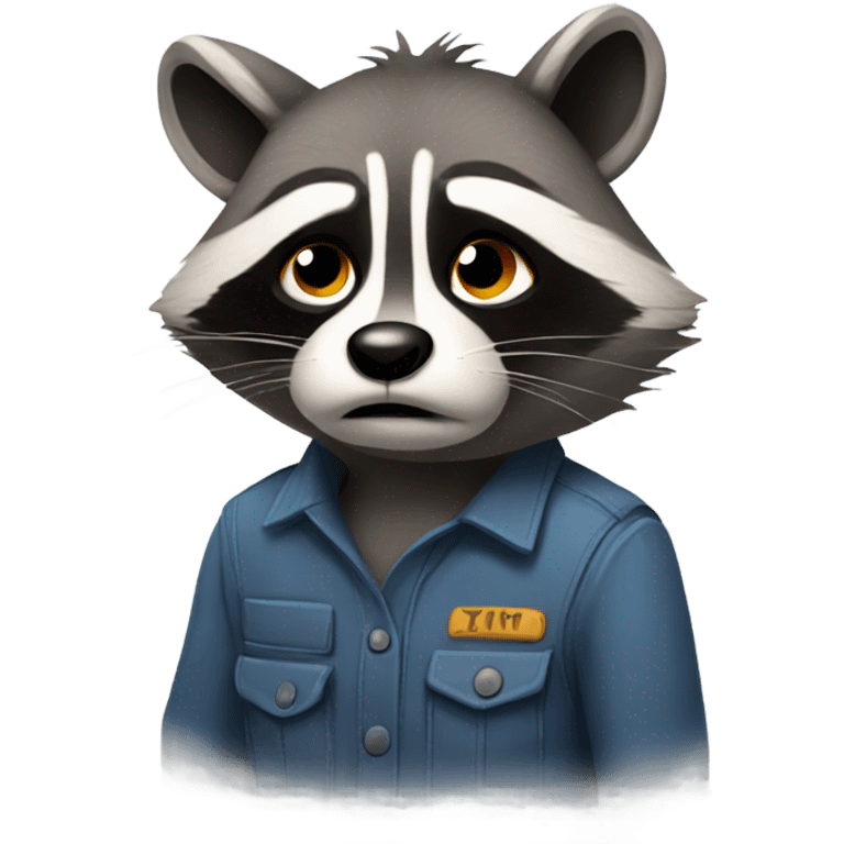 Sad working racoon emoji