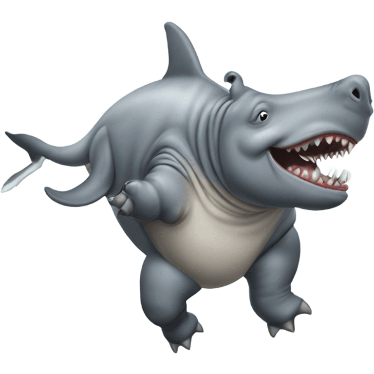 Rhino pooping on a shark in space emoji