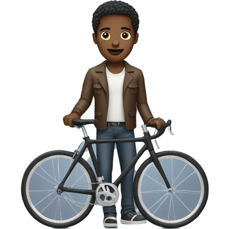 Black man with bike  emoji