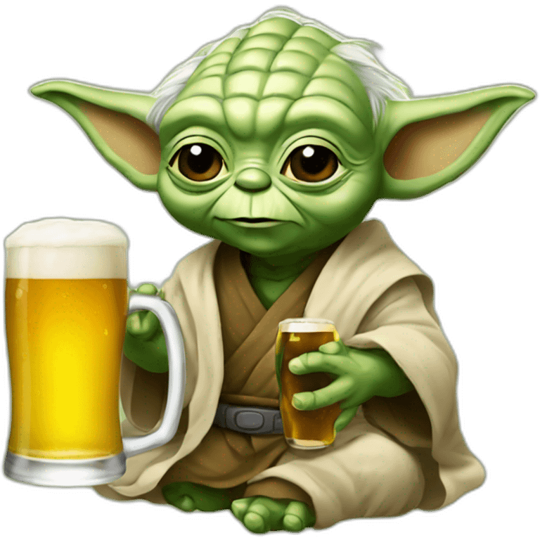 Yoda with beer emoji