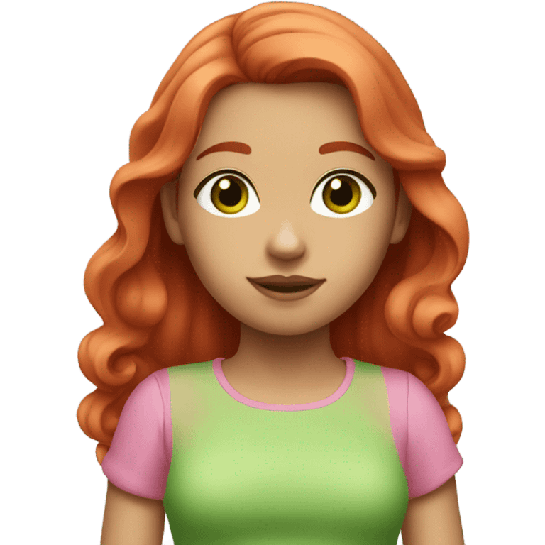 A red-haired girl with green eyes in pink clothes emoji