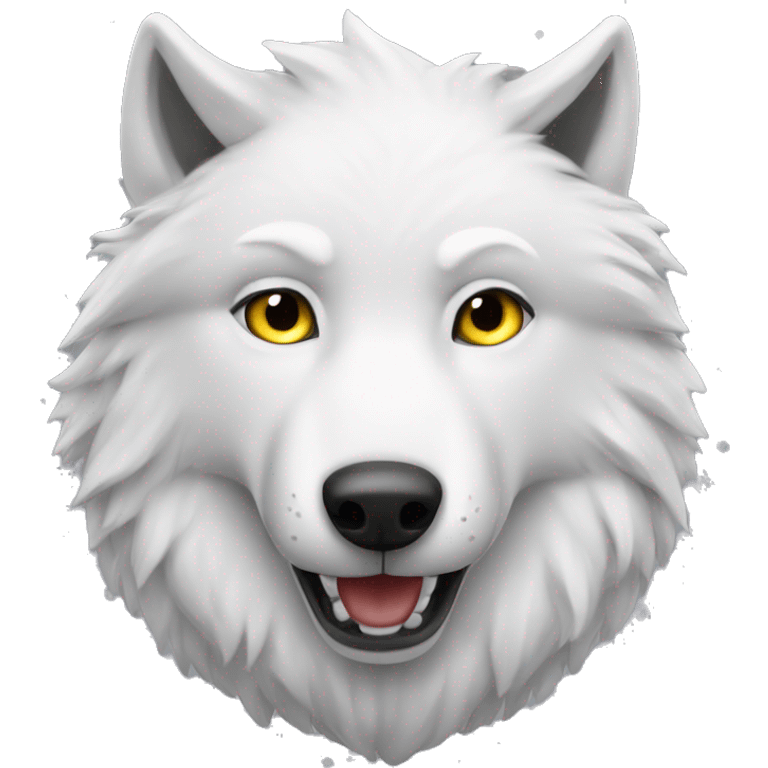 white wolf christmas with dark piny eyes emoji