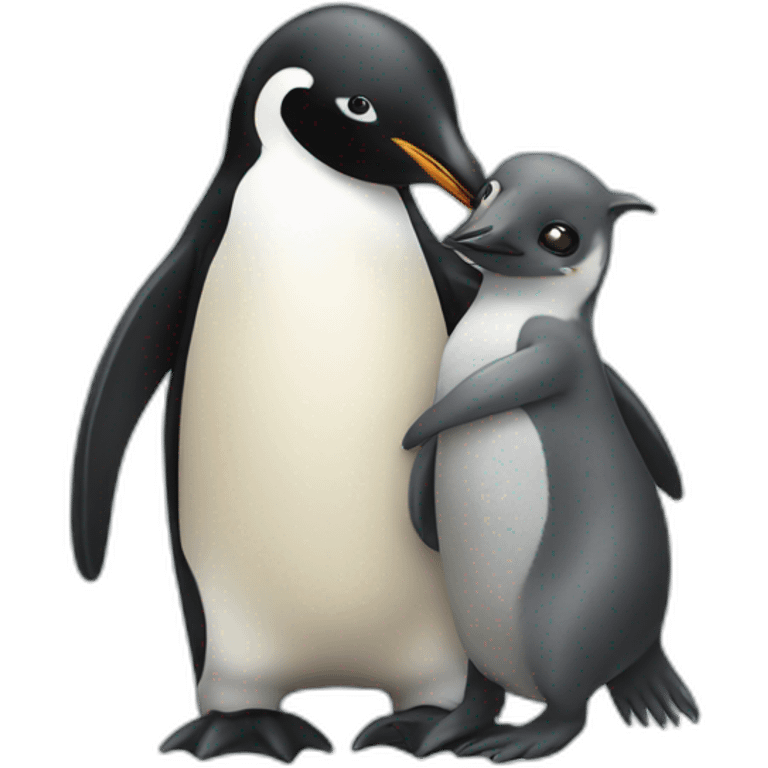 Penguin hugging kangaroo  emoji