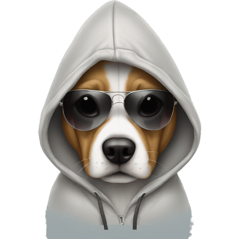 Dog wearing hoodie and swag sunglasses  emoji