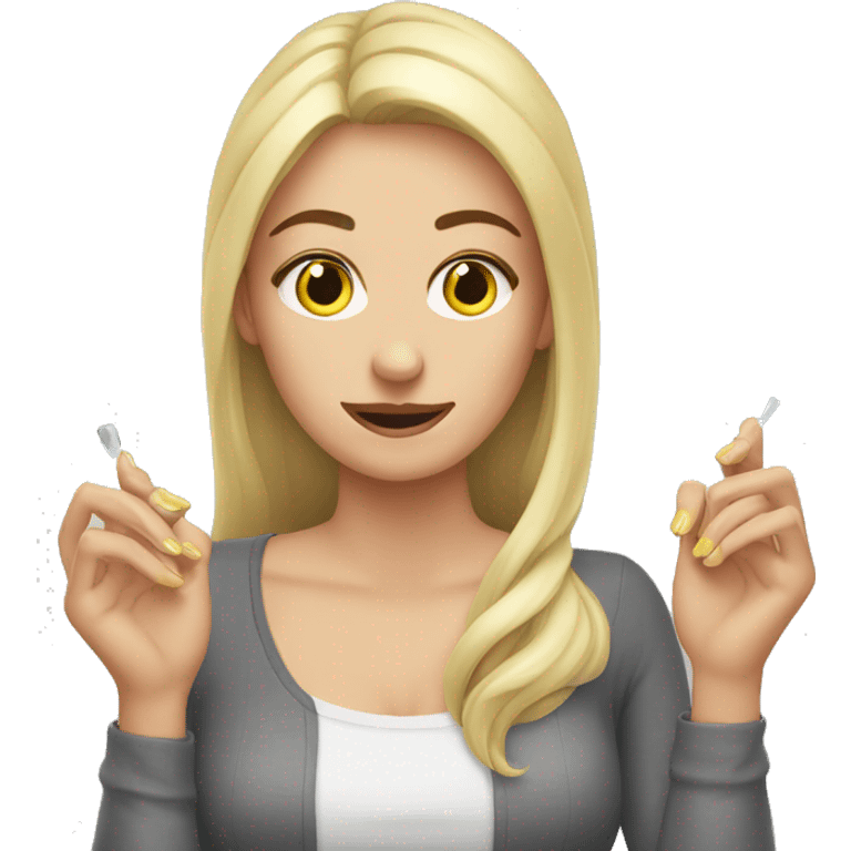 white women dry their nails emoji