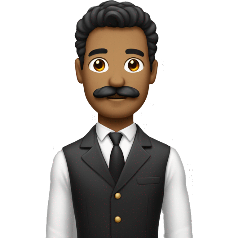 Un hombre con bigote cuadrado, ropa millitar y un peinado elegante emoji