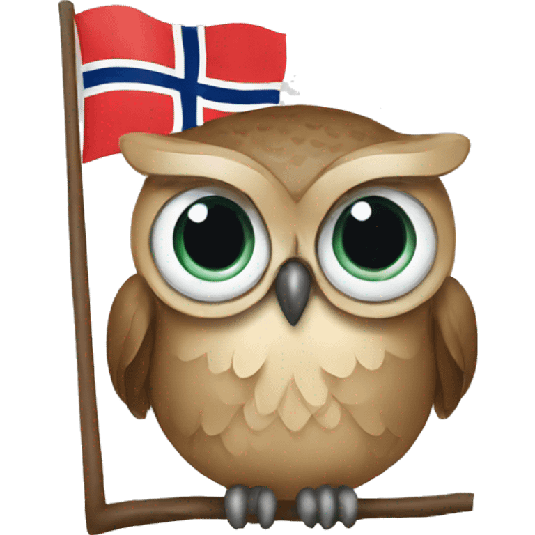 owl with Norwegian flag and beans emoji