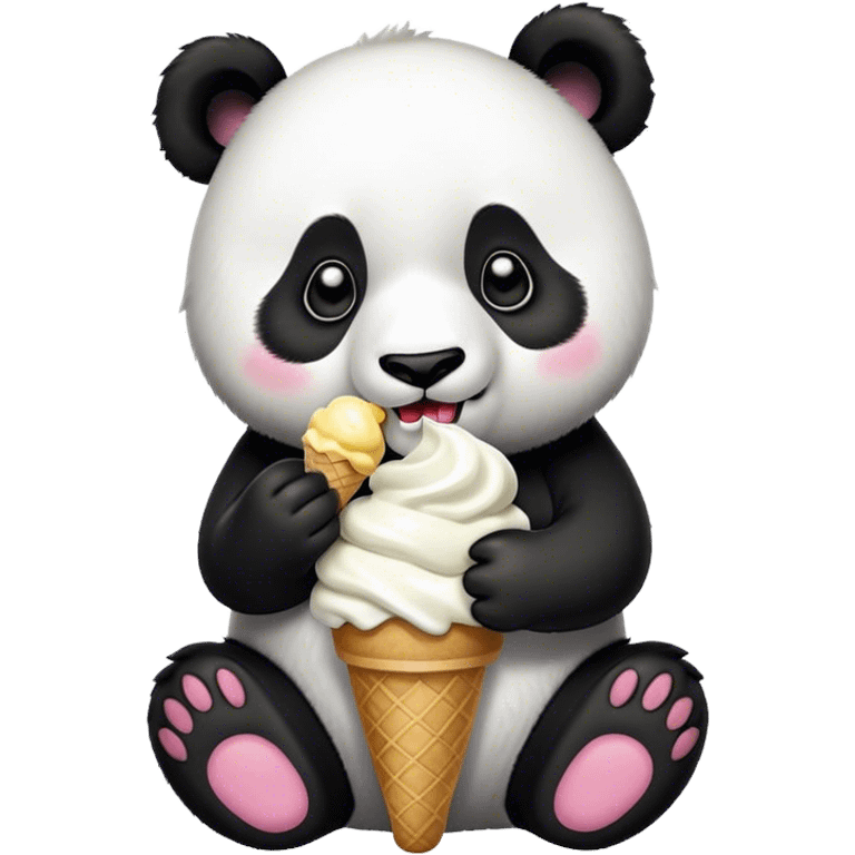 Panda eating ice cream emoji