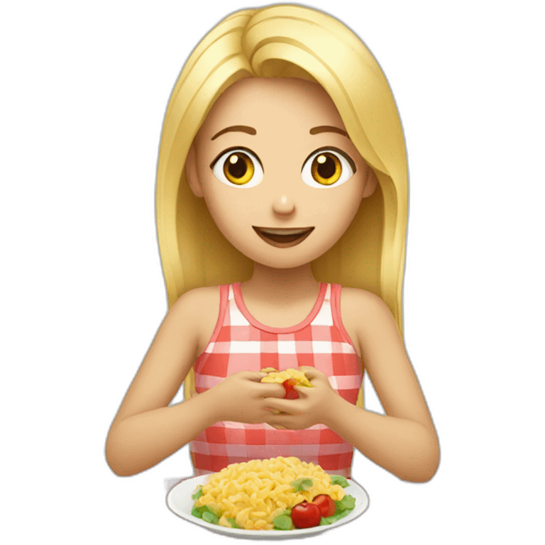 blonde girl eating emoji