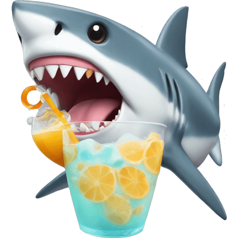 Shark drinking boba emoji