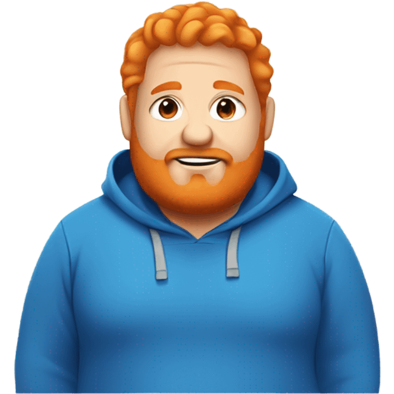 Fat guy with orange hair and beard wearing a blue hoodie emoji