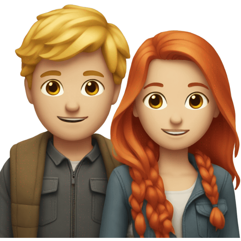 blonde girl and red head boy together  emoji