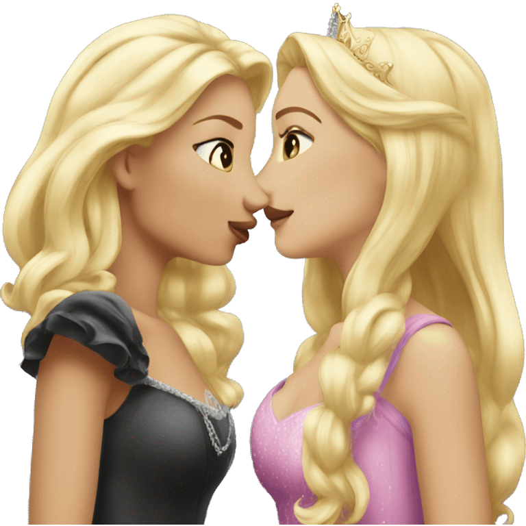 2 women princesses couple blonde kiss emoji