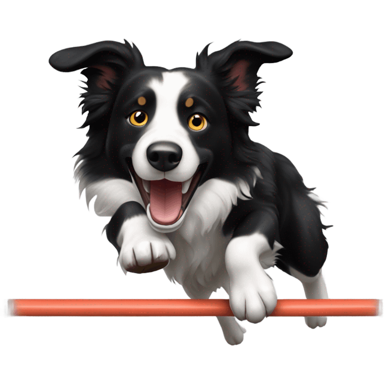 Black tri border collie doing agility emoji