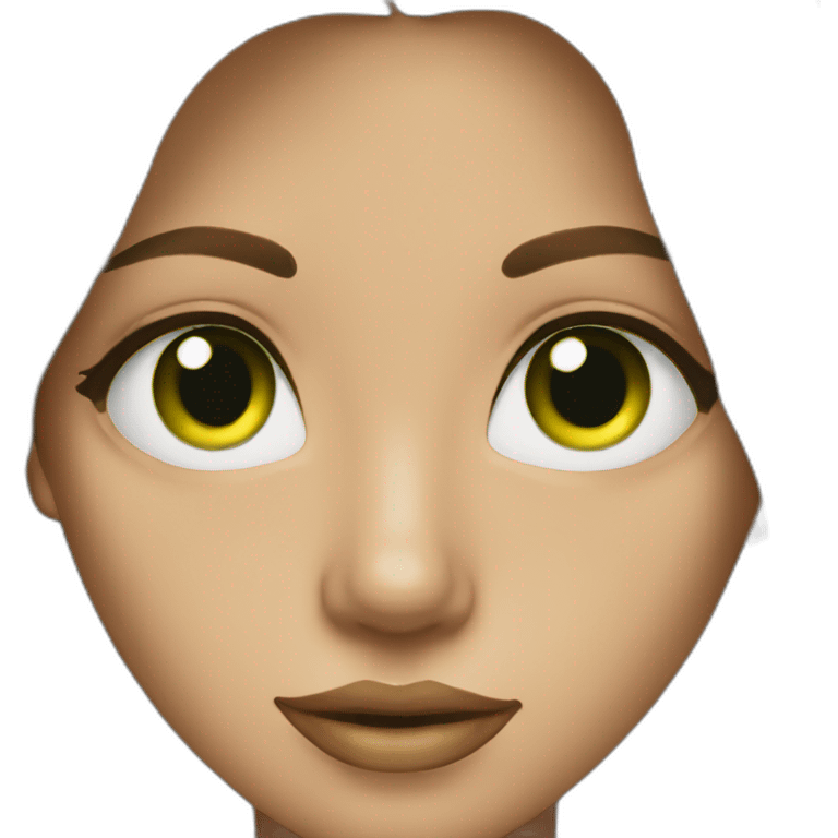 Brunette with long layers gold nose ring green eyes woman emoji