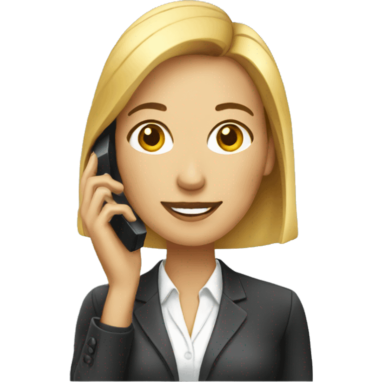 corporate woman with a phone emoji