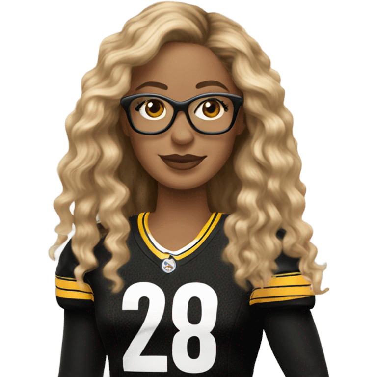 steelers nfl jersey beyonce with blonde brown hair brown glasses emoji