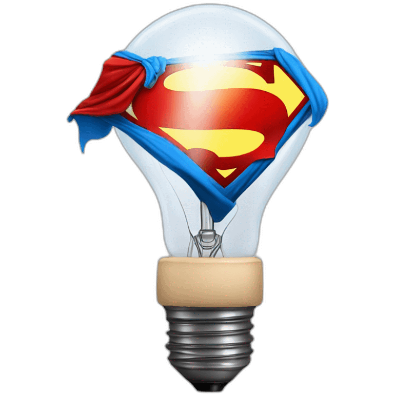 bulb with superman cape not male with a proud face emoji