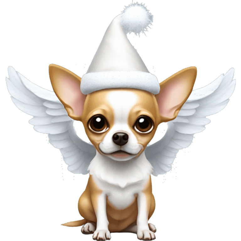 Chihuahua with Santa hat and angel wings  emoji