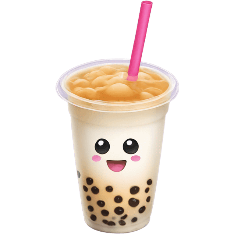 bubble tea with cute hungry face emoji