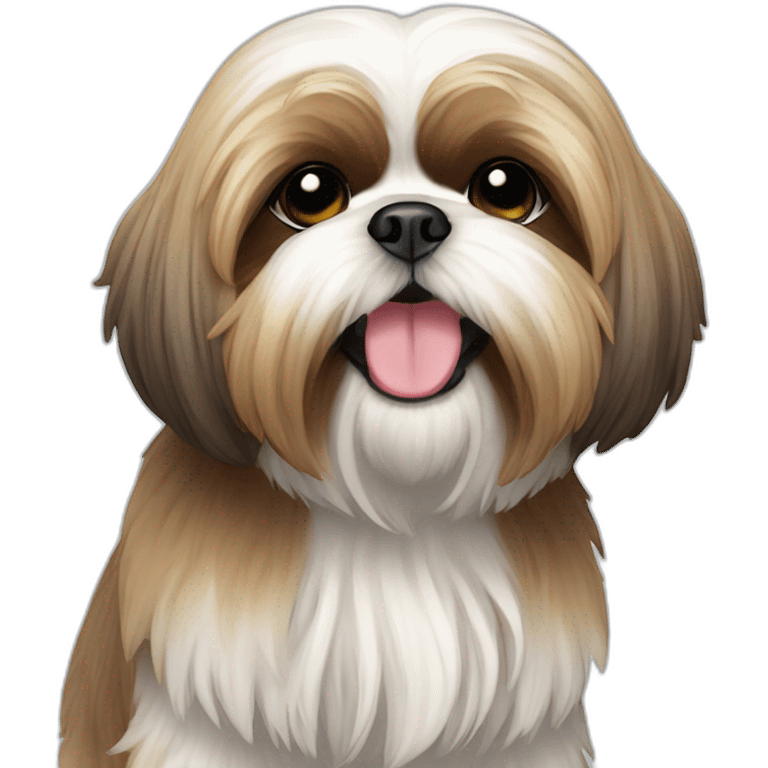 Dog Shih Tzu with long wool full-height stand up emoji