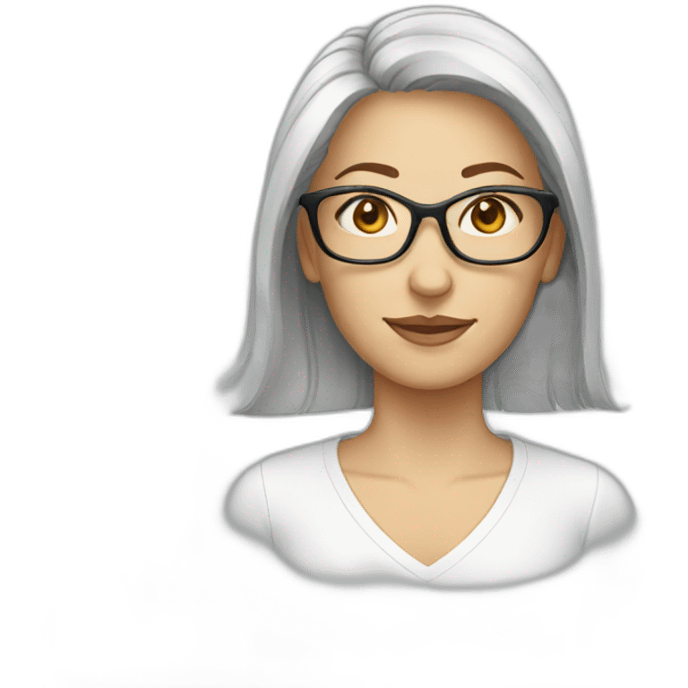 white woman wear glass emoji