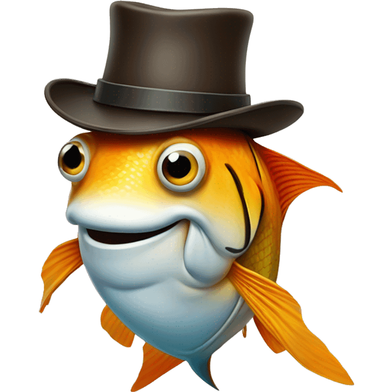 fish wearing a tophat and cowboy boots emoji