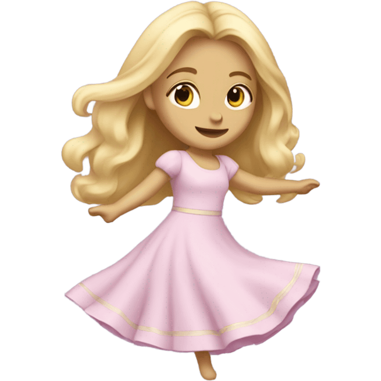 blonde long haired girl dancing in pastel dress emoji