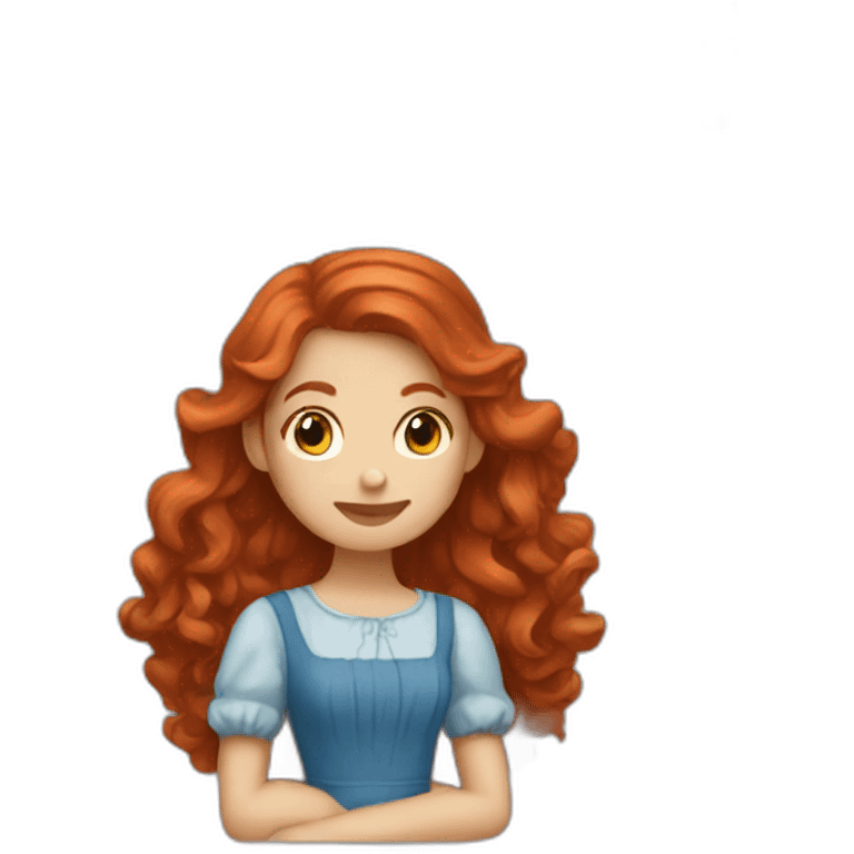 Red-haired girl in an old blue dress emoji