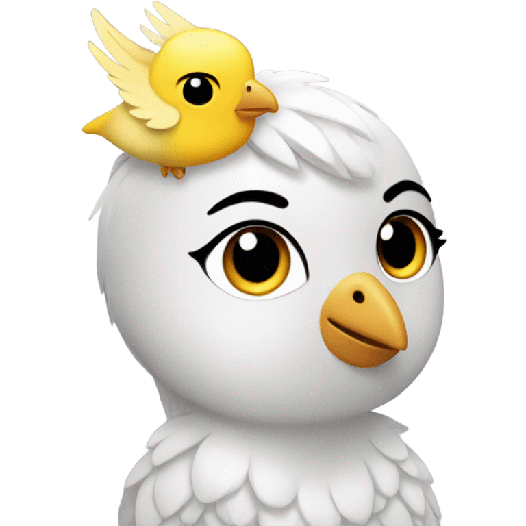 white coquette girl whith a cockatiel emoji