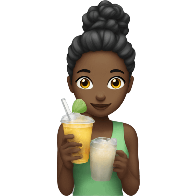 Black girl drinking boba  emoji