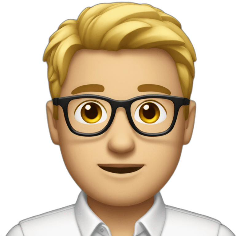 A young fit buissnessman with black glasses and white shirt emoji