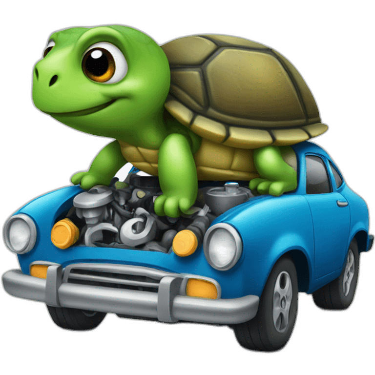 car Mechanic as a turtle emoji