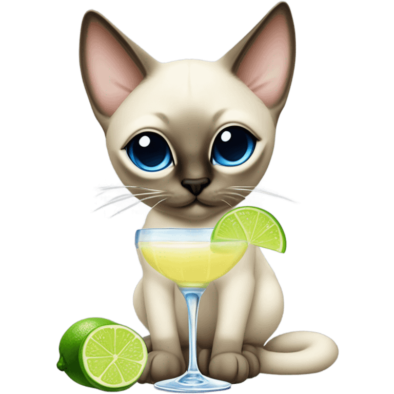 Siamese cat drinking a margarita  emoji