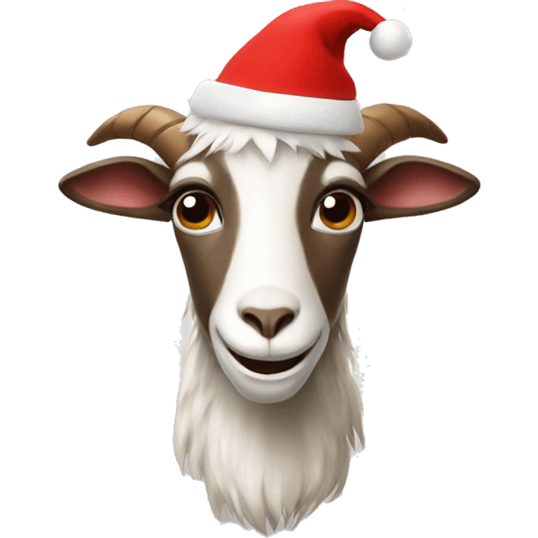 A goat with a Christmas hat emoji