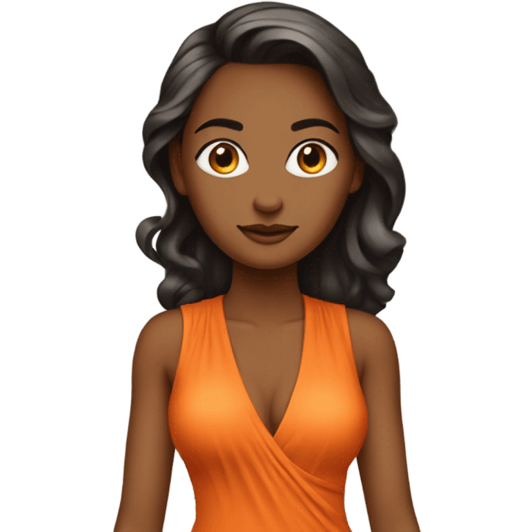 fashion orange dress with deep V emoji