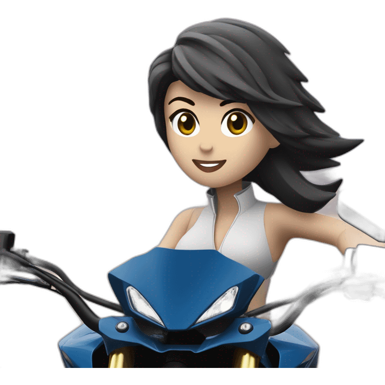 Woman moto yamaha MT07 bleu emoji