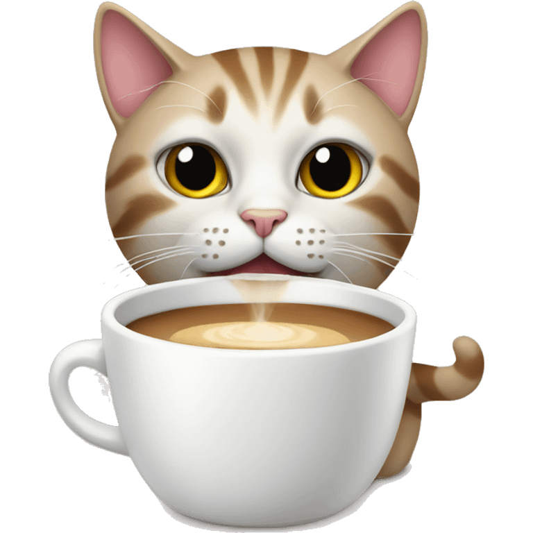 Cat with a coffee cup emoji