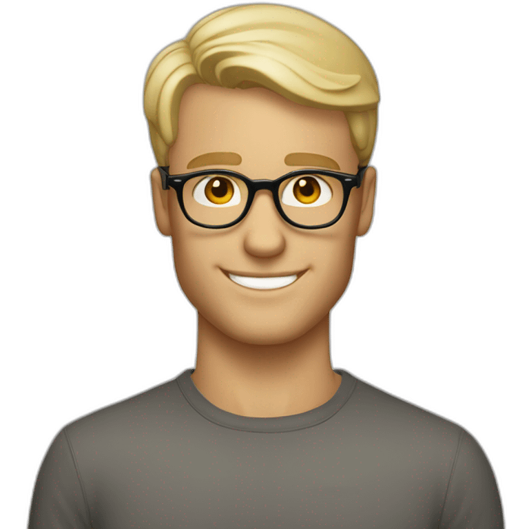 Handsome Flirty blond man with short hair and persol glasses winky face emoji